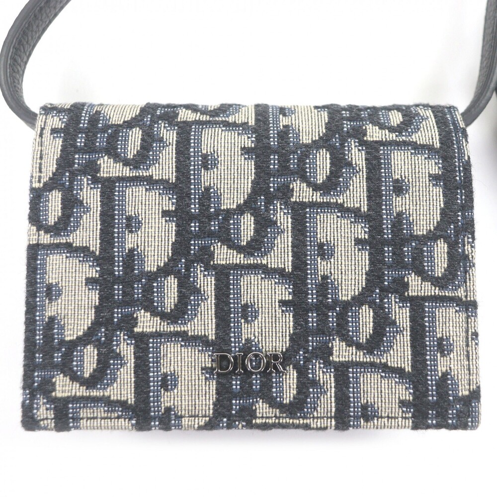 DIOR Homme Canvas Leather Oblique Shoulder Strap Nano Pouch, Beige/Navy, with...
